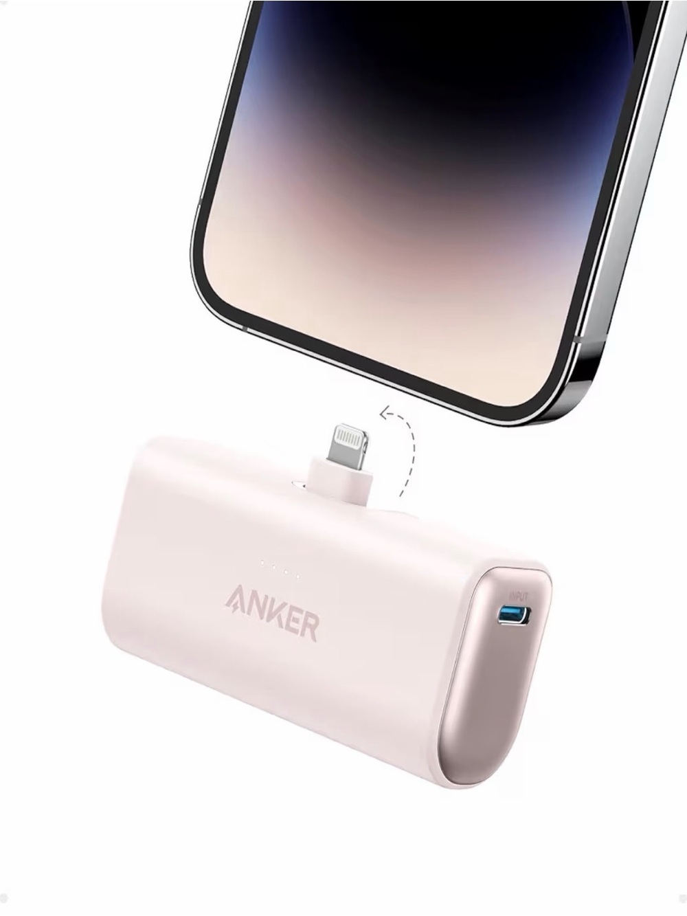 Anker Compact Lightning Power Bank in Pale Pink